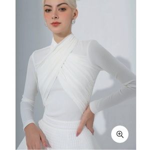 Cici Long Sleeve Wrap Neck Blouse SZ M